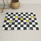 Checkered Smiley Face & Peace Sign Rug Gallery Image 1
