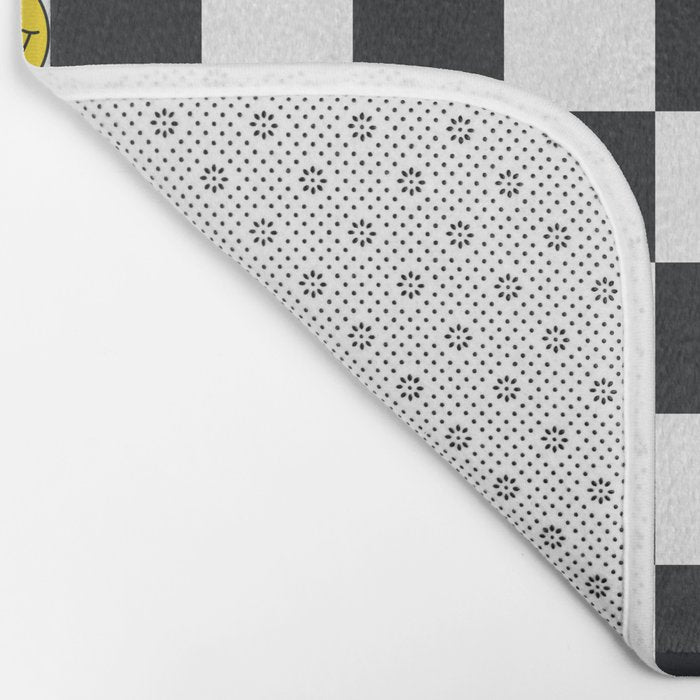 Checkered Smiley Face & Peace Sign Bath Mat Gallery Image 2