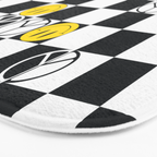 Checkered Smiley Face & Peace Sign Bath Mat Gallery Image 3