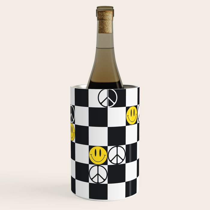 Checkered Smiley Face & Peace Sign Wine Chiller Gallery Image 2