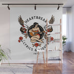 Heartbreak Lyrics & Liquor 1975. Cute Pinup Girl Playing Guitar: Full Color Version. Wall Mural Gallery Image 1