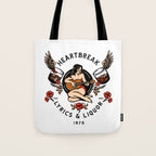 Heartbreak Lyrics & Liquor 1975. Cute Pinup Girl Playing Guitar: Full Color Version. Tote Bag Gallery Image 1
