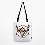 Heartbreak Lyrics & Liquor 1975. Cute Pinup Girl Playing Guitar: Full Color Version. Tote Bag Gallery Image 2