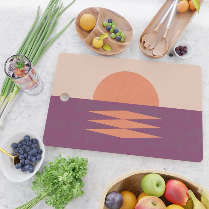 Sunset Geometric Pink Midcentury style Cutting Board Gallery Image 2