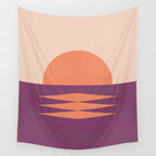 Sunset Geometric Pink Midcentury style Wall Tapestry Gallery Image 4