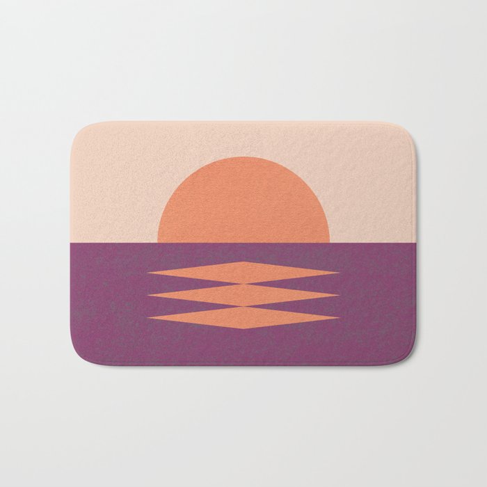 Sunset Geometric Pink Midcentury style Bath Mat Gallery Image 1