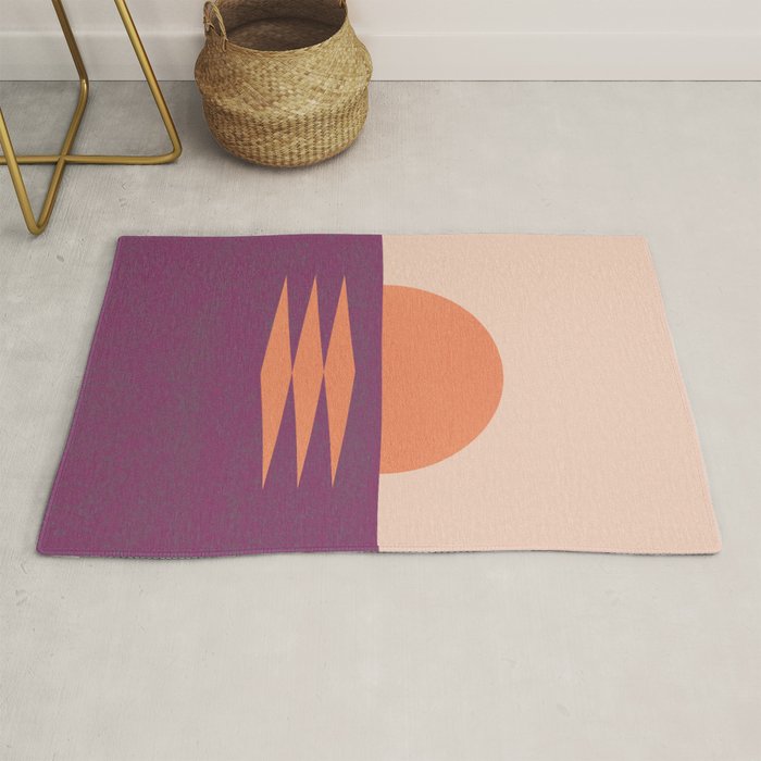 Sunset Geometric Pink Midcentury style Rug Gallery Image 1
