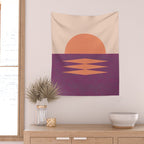 Sunset Geometric Pink Midcentury style Wall Tapestry Gallery Image 2