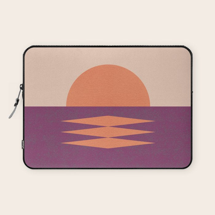 Sunset Geometric Pink Midcentury style Laptop Sleeve Gallery Image 1