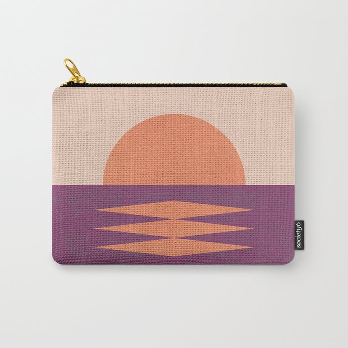 Sunset Geometric Pink Midcentury style Carry All Pouch Gallery Image 1