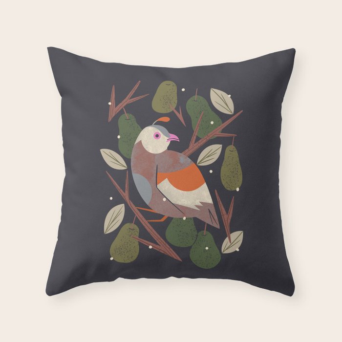 Partridge in a Pear Tree Throw Pillow Gallery Image 1