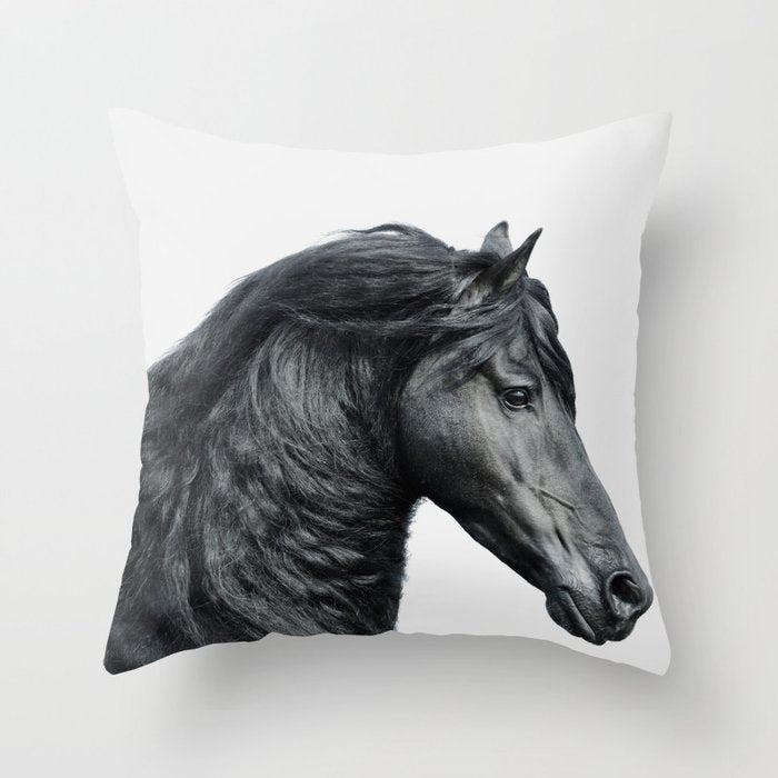 Black Beauty - Minimalist Black and White Photography Throw Pillow Gallery Image 6