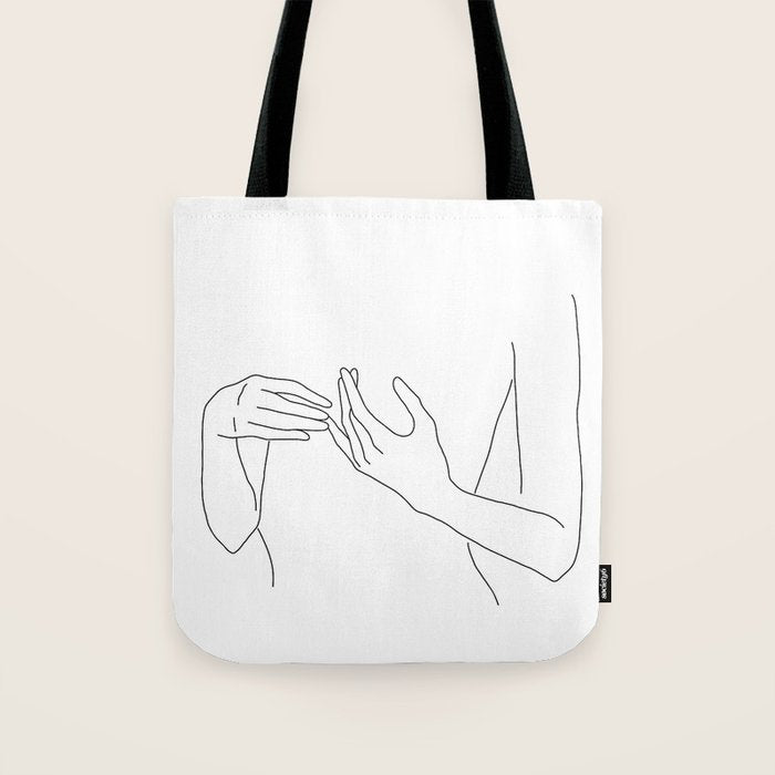 Line Hands 2 Tote Bag Gallery Image 1