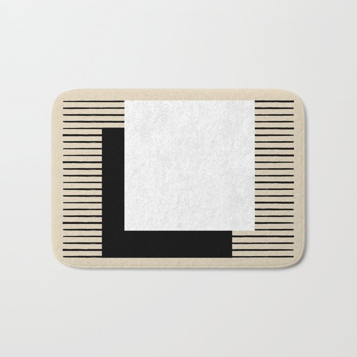 Square black and white Stripes Bath Mat Gallery Image 1