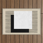 Square black and white Stripes Outdoor Rug Gallery Image 1