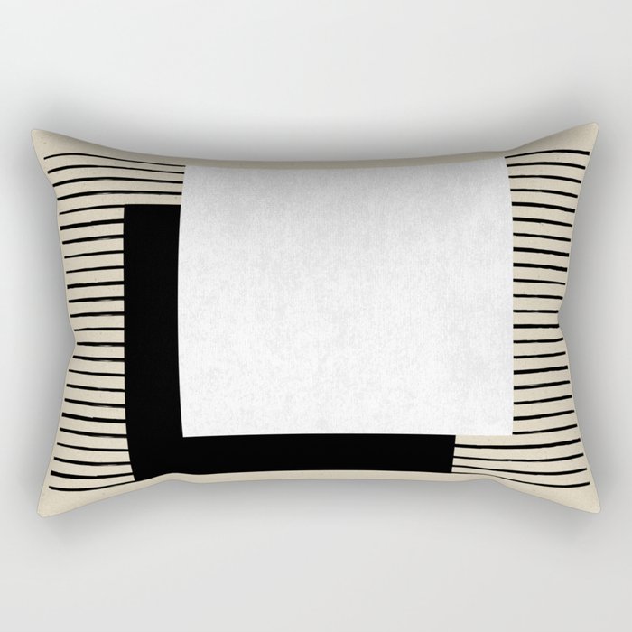 Square black and white Stripes Rectangular Pillow Gallery Image 2