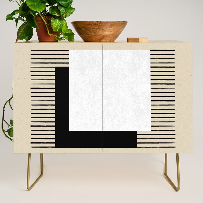 Square black and white Stripes Credenza Gallery Image 1