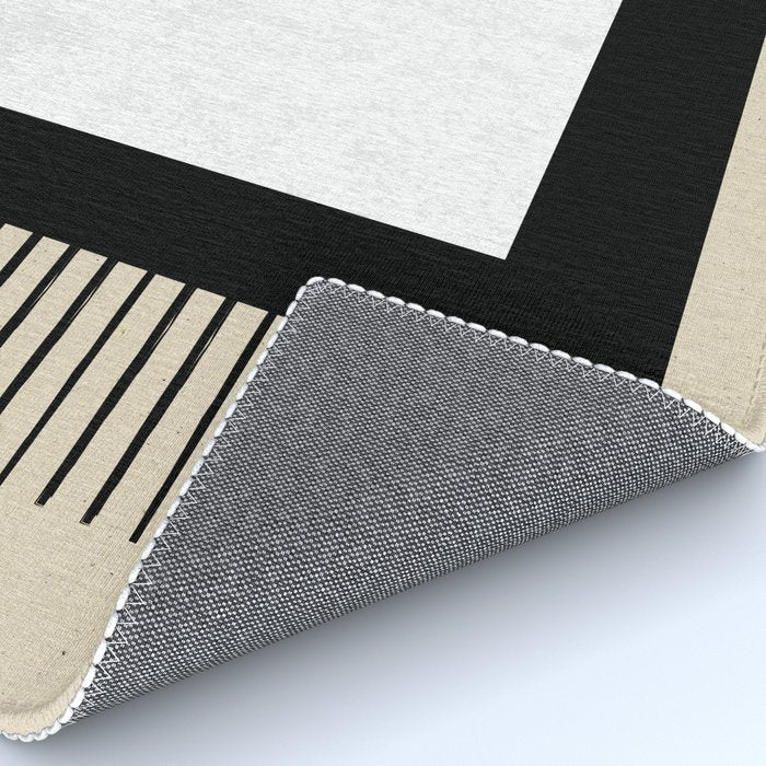 Square black and white Stripes Rug Gallery Image 4