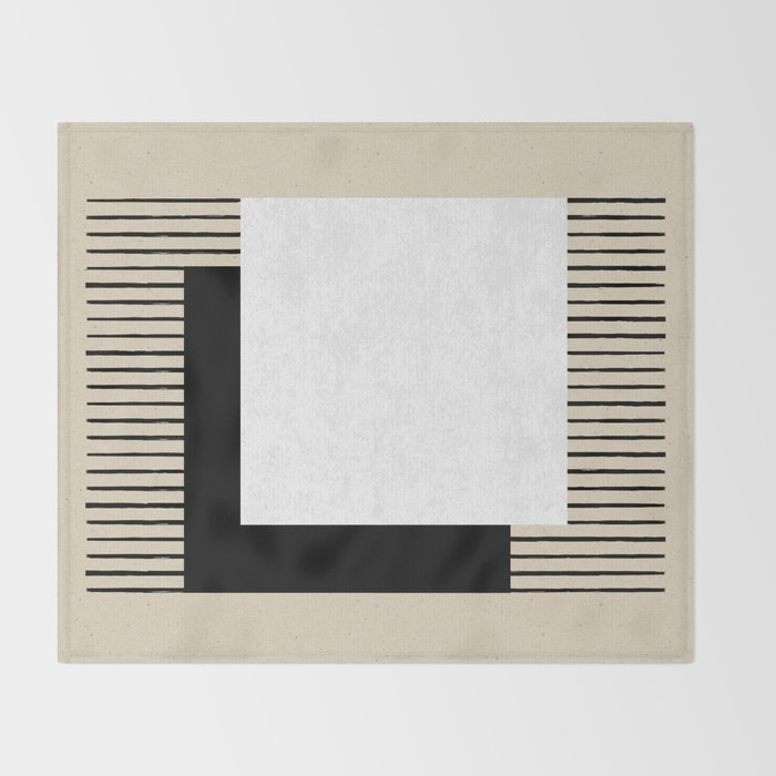 Square black and white Stripes Throw Blanket Gallery Image 2