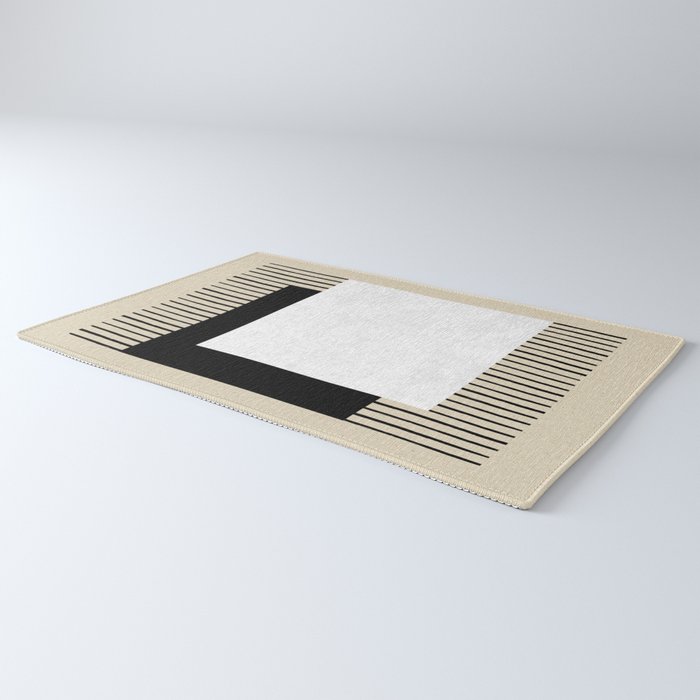 Square black and white Stripes Rug Gallery Image 3