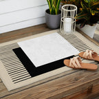 Square black and white Stripes Outdoor Rug Gallery Image 2