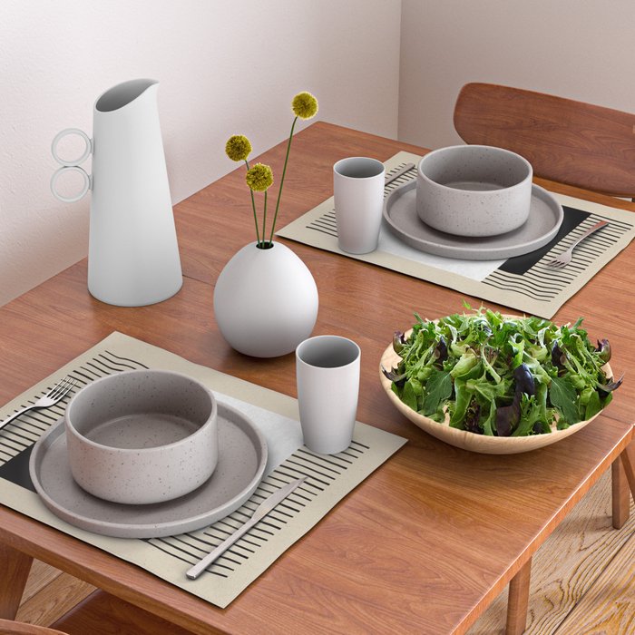 Square black and white Stripes Placemat Gallery Image 2