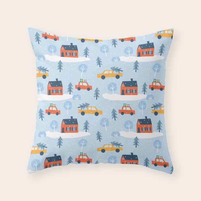 Winter village  Throw Pillow Gallery Image 1