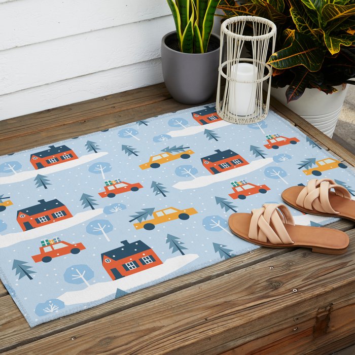 Winter village  Outdoor Rug Gallery Image 2