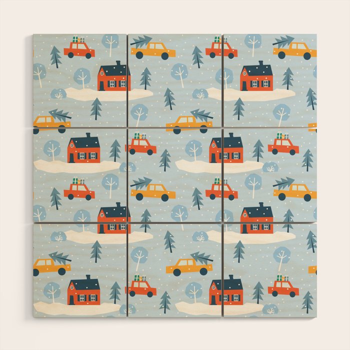 Winter village  Wood Wall Art Gallery Image 1