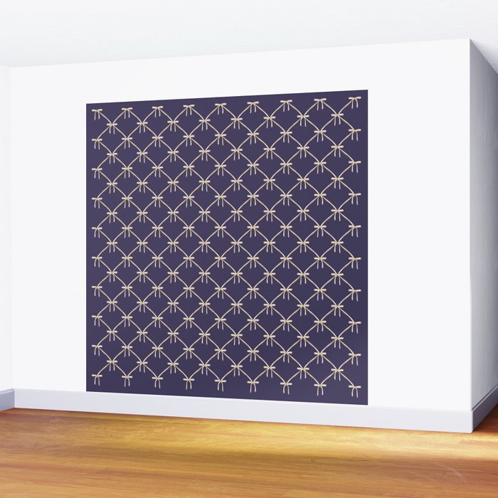 Bows & Ribbons Pattern XXXII Dark Lavender Purple Wall Mural Gallery Image 2
