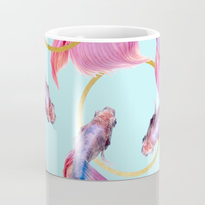 HullaHoops, Eclectic Colorful Fish Graphic Design, Animals Gold Rings Surrealism Quirky Coffee Mug Gallery Image 4