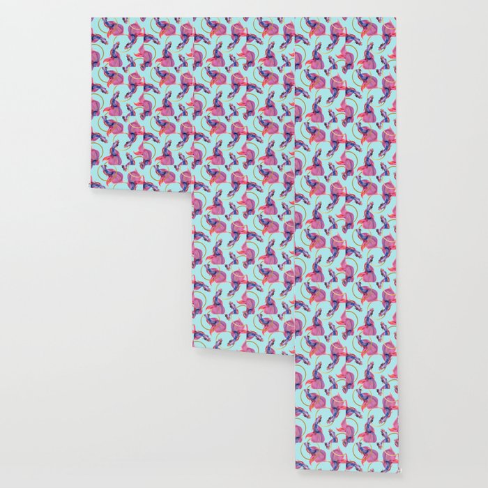 HullaHoops, Eclectic Colorful Fish Graphic Design, Animals Gold Rings Surrealism Quirky Wallpaper Gallery Image 3