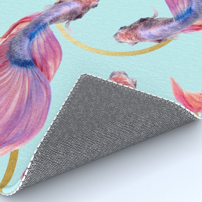 HullaHoops, Eclectic Colorful Fish Graphic Design, Animals Gold Rings Surrealism Quirky Rug Gallery Image 4