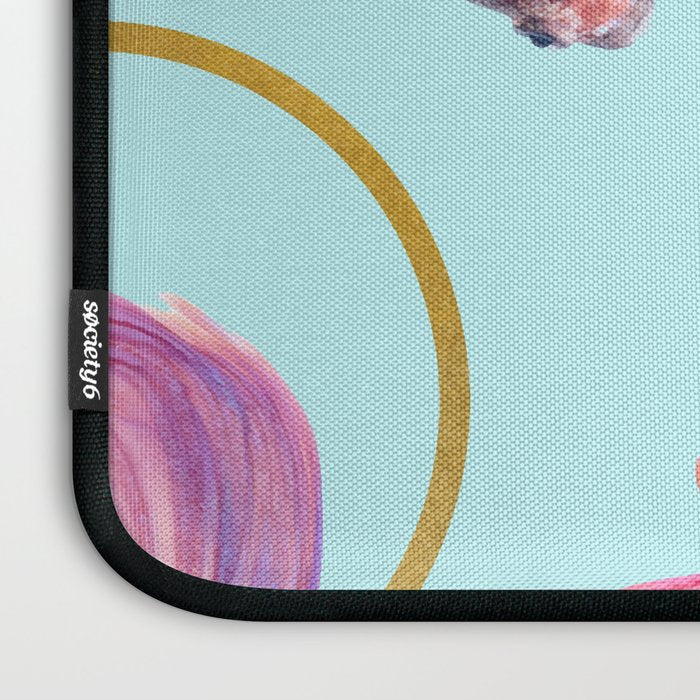 HullaHoops, Eclectic Colorful Fish Graphic Design, Animals Gold Rings Surrealism Quirky Laptop Sleeve Gallery Image 3