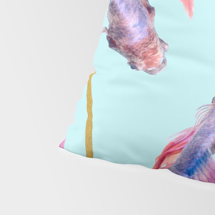 HullaHoops, Eclectic Colorful Fish Graphic Design, Animals Gold Rings Surrealism Quirky Pillow Sham Gallery Image 4