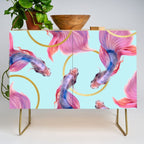 HullaHoops, Eclectic Colorful Fish Graphic Design, Animals Gold Rings Surrealism Quirky Credenza Gallery Image 1