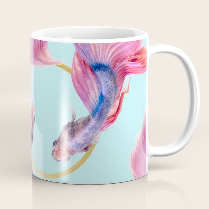 HullaHoops, Eclectic Colorful Fish Graphic Design, Animals Gold Rings Surrealism Quirky Coffee Mug Gallery Image 1