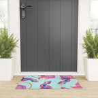 HullaHoops, Eclectic Colorful Fish Graphic Design, Animals Gold Rings Surrealism Quirky Welcome Mat Gallery Image 3