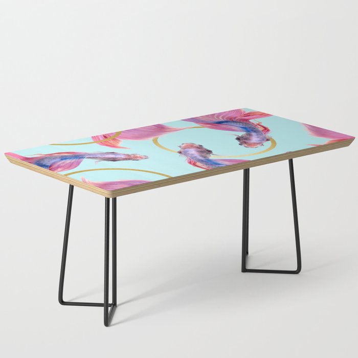 HullaHoops, Eclectic Colorful Fish Graphic Design, Animals Gold Rings Surrealism Quirky Coffee Table Gallery Image 1