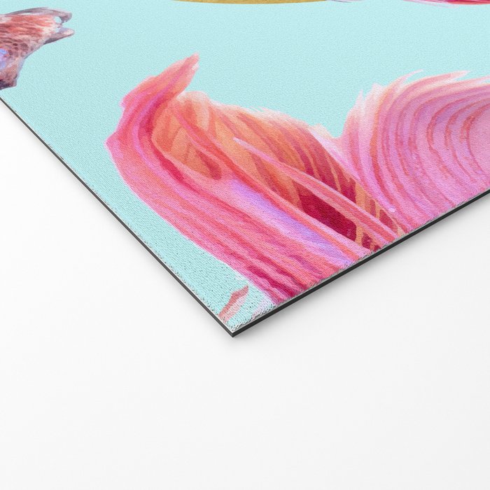 HullaHoops, Eclectic Colorful Fish Graphic Design, Animals Gold Rings Surrealism Quirky Welcome Mat Gallery Image 2