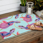 HullaHoops, Eclectic Colorful Fish Graphic Design, Animals Gold Rings Surrealism Quirky Outdoor Rug Gallery Image 2