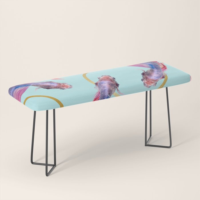 HullaHoops, Eclectic Colorful Fish Graphic Design, Animals Gold Rings Surrealism Quirky Bench Gallery Image 1