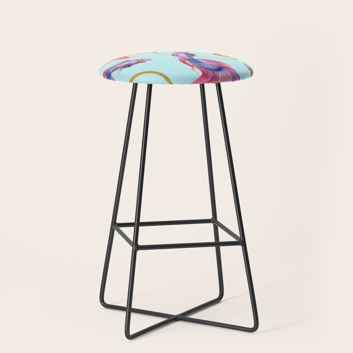 HullaHoops, Eclectic Colorful Fish Graphic Design, Animals Gold Rings Surrealism Quirky Stool Gallery Image 1