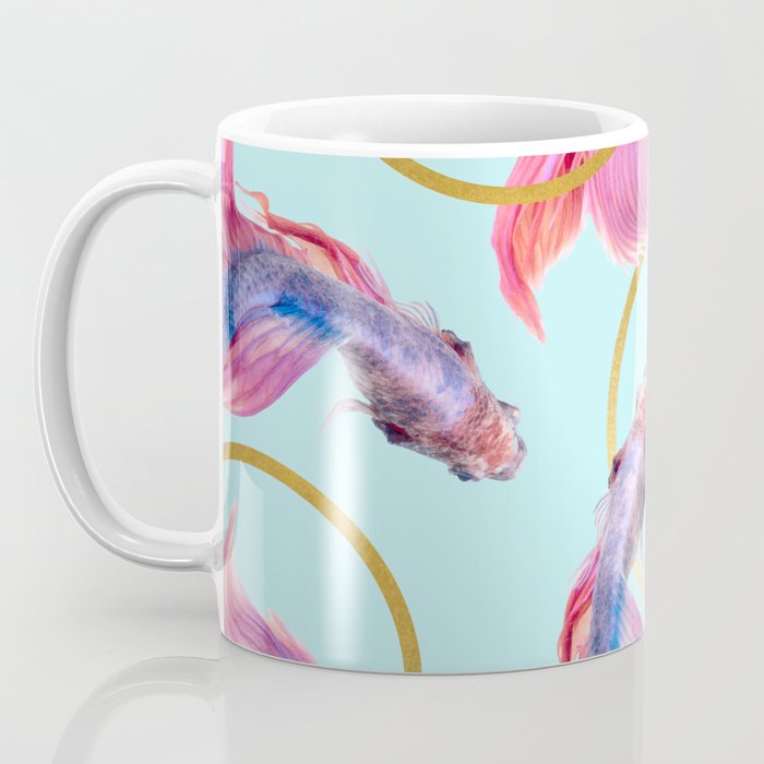 HullaHoops, Eclectic Colorful Fish Graphic Design, Animals Gold Rings Surrealism Quirky Coffee Mug Gallery Image 3