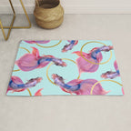 HullaHoops, Eclectic Colorful Fish Graphic Design, Animals Gold Rings Surrealism Quirky Rug Gallery Image 1
