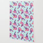 HullaHoops, Eclectic Colorful Fish Graphic Design, Animals Gold Rings Surrealism Quirky Wallpaper Gallery Image 2