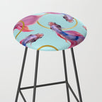 HullaHoops, Eclectic Colorful Fish Graphic Design, Animals Gold Rings Surrealism Quirky Stool Gallery Image 2
