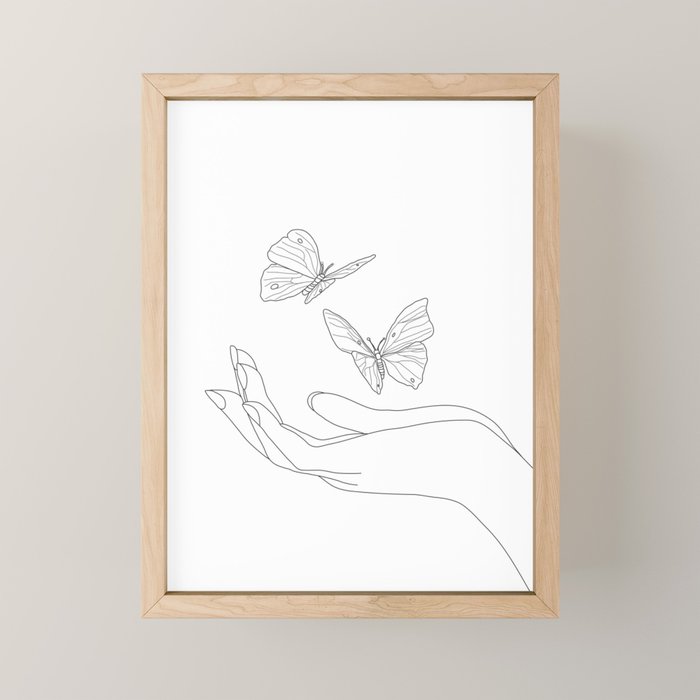 Butterflies on the Palm of the Hand Mini Art Print