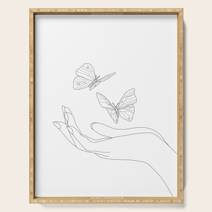 Butterflies on the Palm of the Hand Serving Tray Gallery Image 1