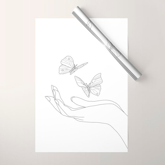 Butterflies on the Palm of the Hand Wrapping Paper Gallery Image 1